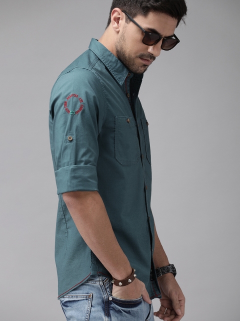 

Roadster Green Turn Men Teal Sustainable Sorona Blend Shirt