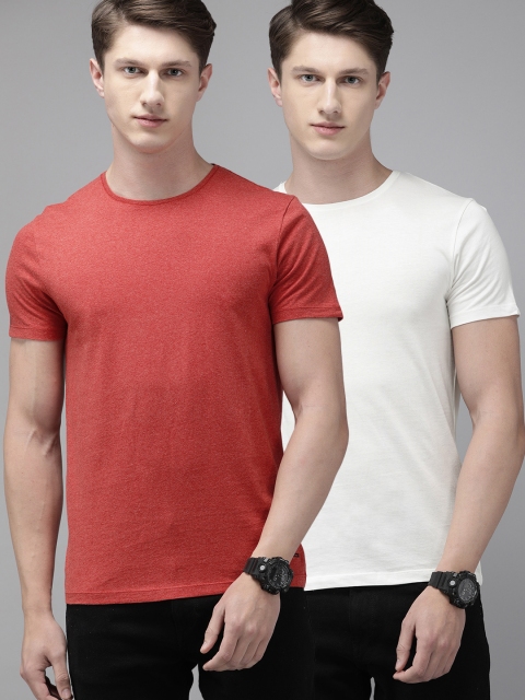 

Jack & Jones Men Pack Of 2 Solid Lounge T-shirt, Maroon