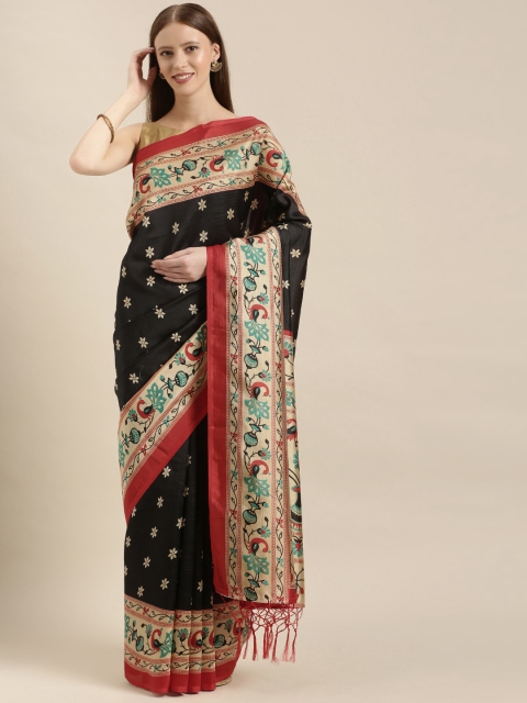 

KALINI Black Woven Design Poly Silk Saree