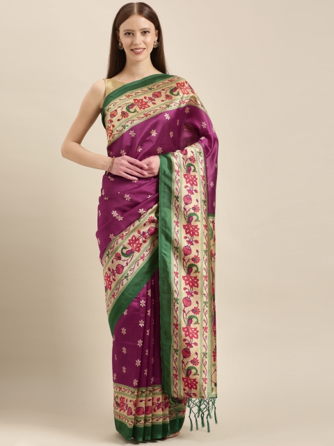 

KALINI Purple Woven Design Poly Silk Saree