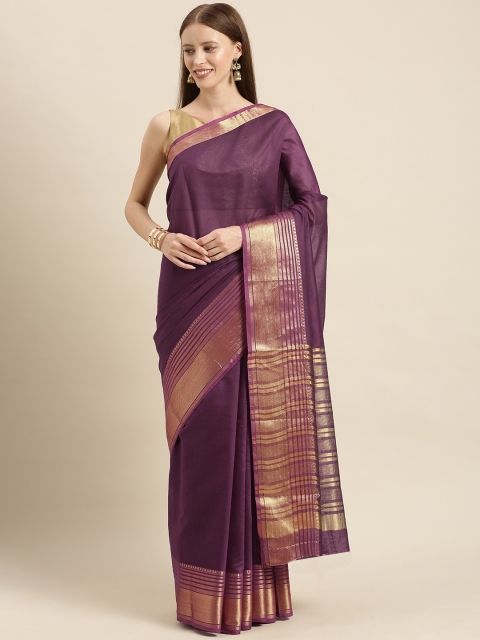 

KALINI Purple Solid Silk Blend Saree