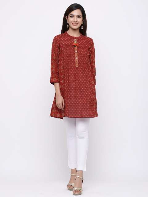 

Rain & Rainbow Women Maroon & Orange Printed Tunic