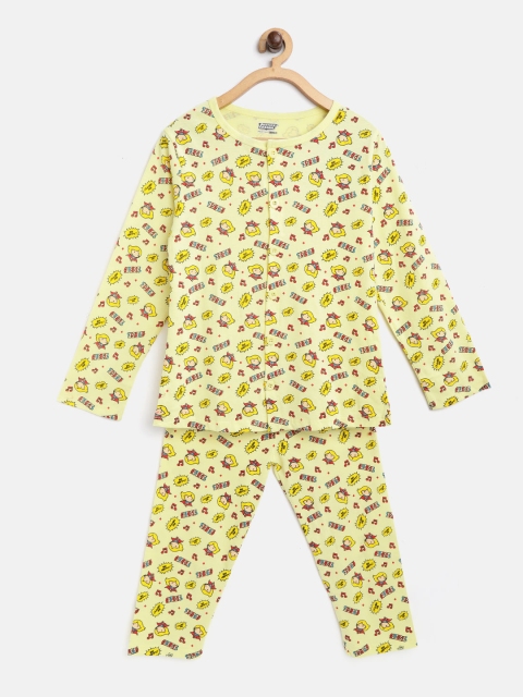 

Eteenz Girls Yellow & Red Supergirl Print Night suit