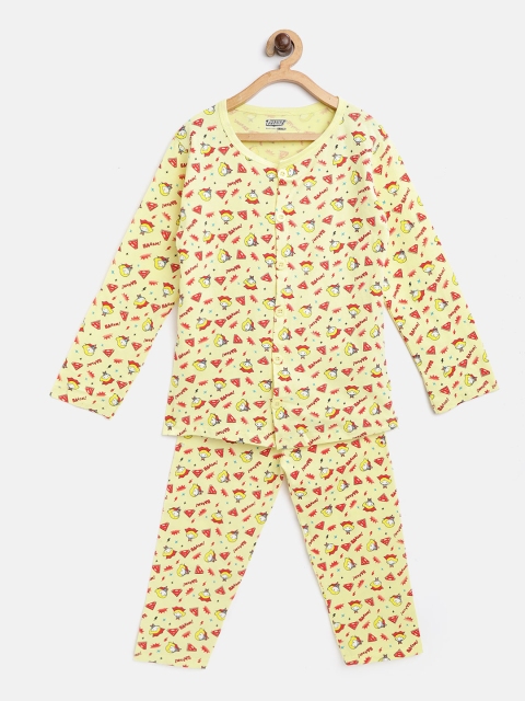 

Eteenz Girls Yellow & Red Supergirl Print Night suit