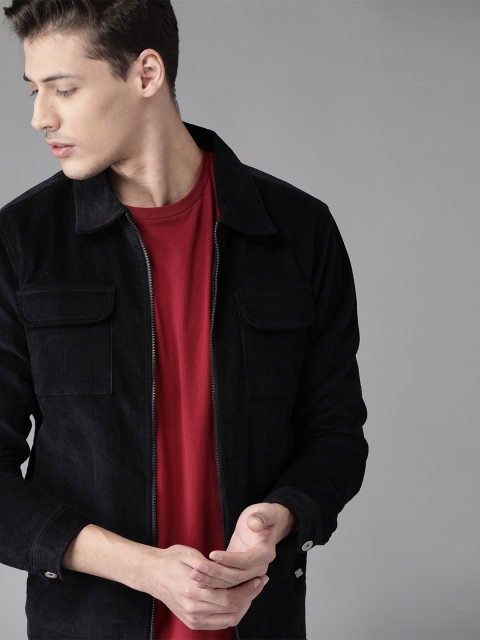 

Roadster Men Navy Blue Solid Corduroy Jacket