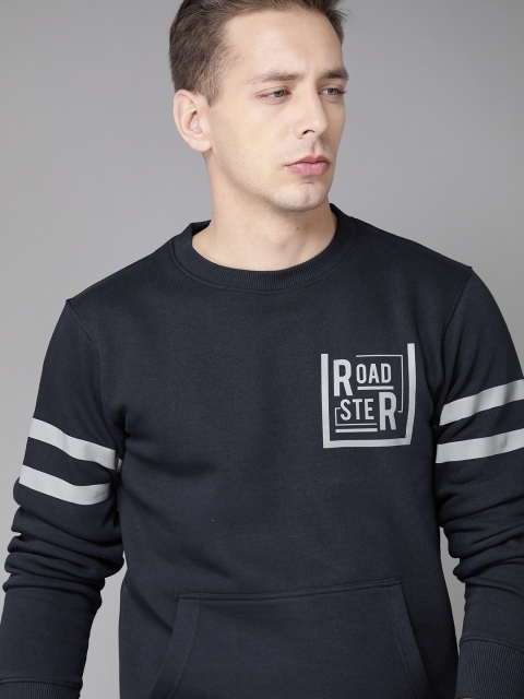 

Roadster Men Navy Blue Solid Sweatshirt
