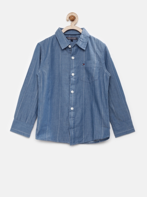 

Tommy Hilfiger Boys Blue Chambray Striped Shirt