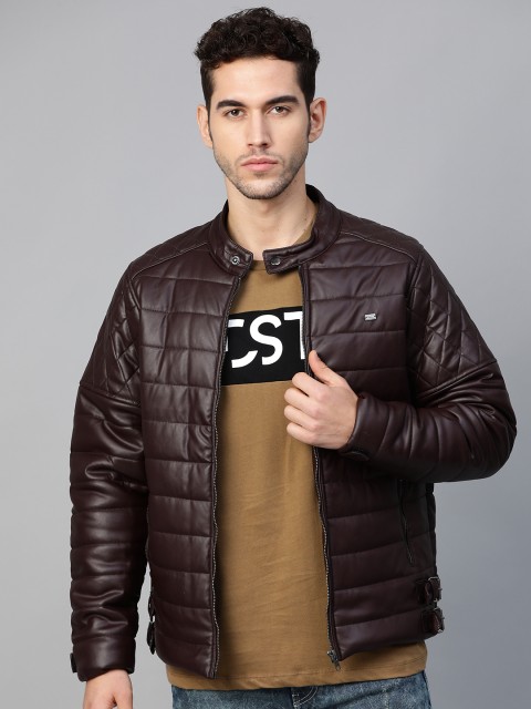 

Roadster Men Burgundy Solid Padded Jacket