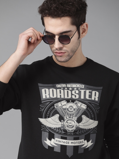 

Roadster Men Black & Grey Vintage Print Sweatshirt