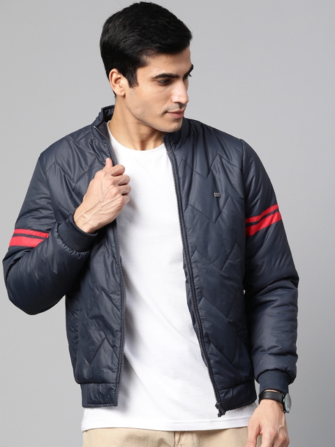 

Roadster Men Navy Blue Solid Quilted Jacket