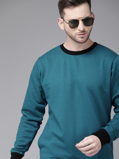 

Roadster Men Teal Blue Solid Pullover Sweatshirt