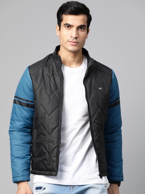 

Roadster Men Black Solid Quilted Jacket