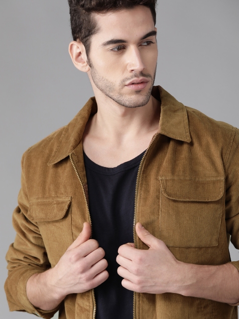 

Roadster Men Brown Solid Corduroy Jacket