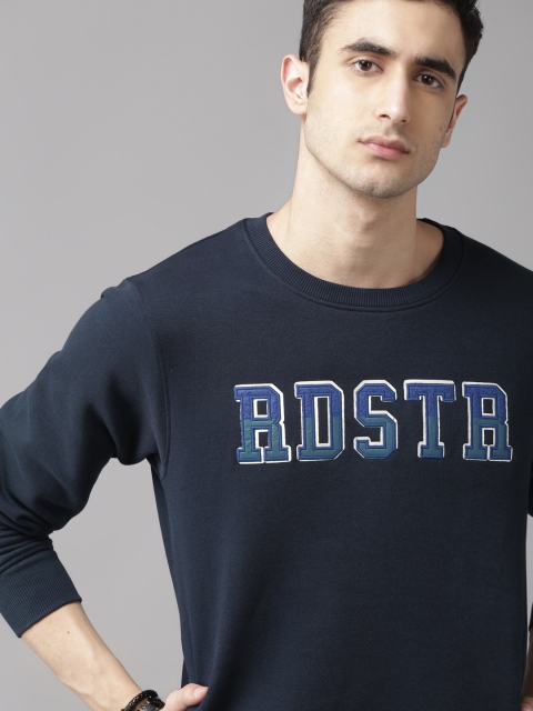 

Roadster Men Navy Blue Brand Logo Applique Detail Sweatshirt