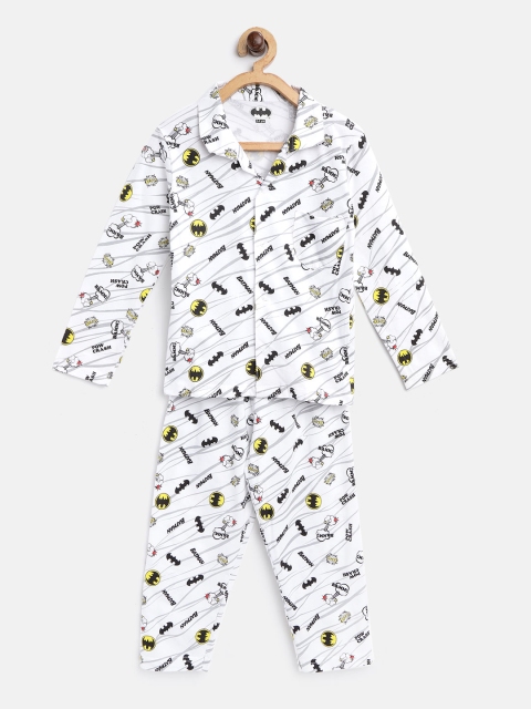 

Eteenz Boys White & Black Batman Print Night Suit
