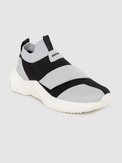 

Ducati Men Black & Grey Colourblocked Mesh Mid-Top Slip-On Sneakers
