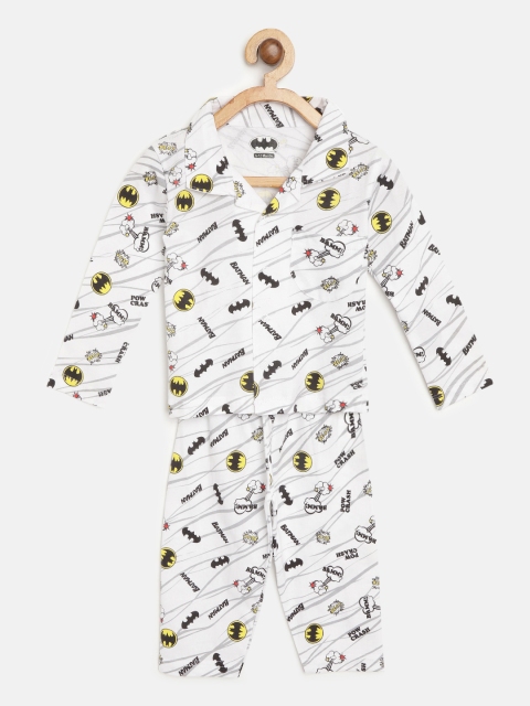 

Eteenz Boys White & Grey Batman Print Night suit