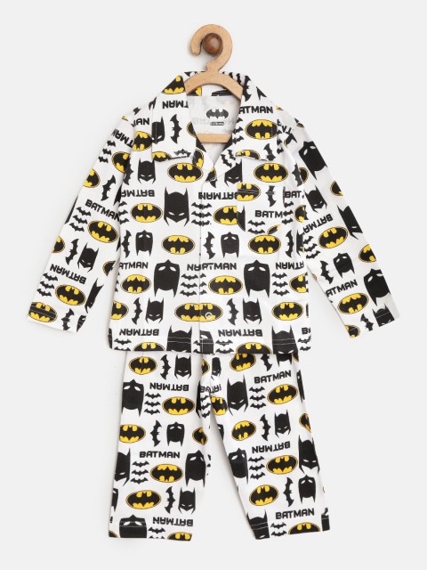 

Eteenz Boys White & Black Batman Print Night suit