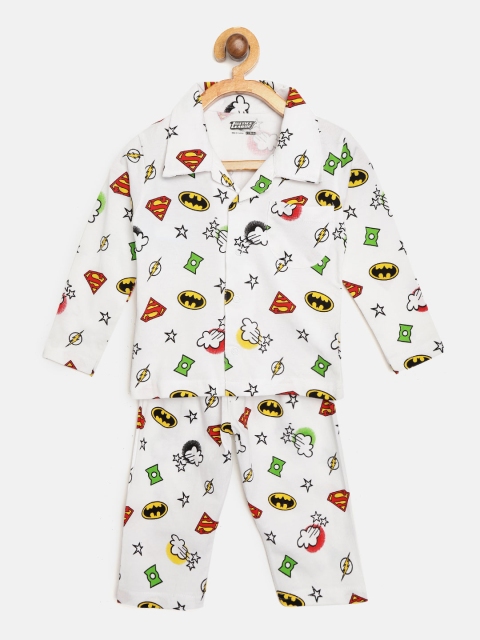 

Eteenz Boys White & Red Superhero Print Night suit