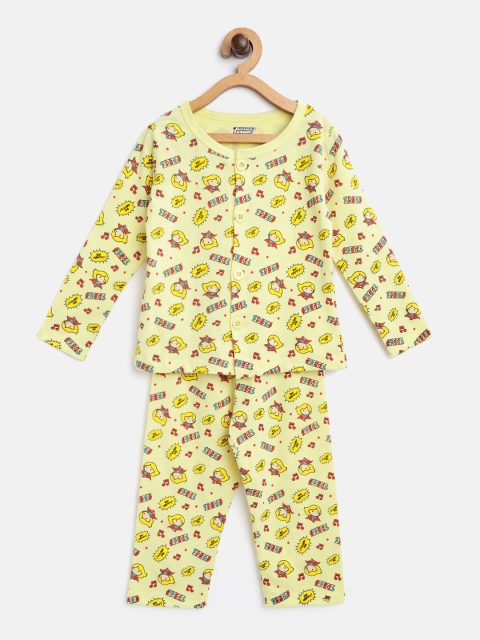 

Eteenz Girls Yellow & Red Supergirl Print Night suit