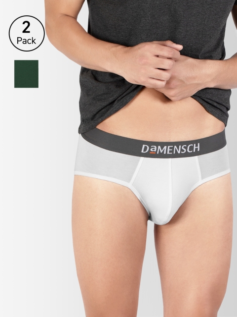 

DaMENSCH Men DEO-SOFT Deodorizing Micro Modal Solid Briefs DAM-AS-B-FW-JG-PACK-2-MIX, White