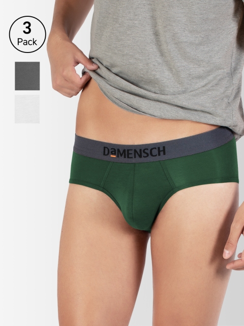 

DaMENSCH Men DEO-SOFT Deodorizing Micro Modal Solid Briefs DAM-AS-B-FW-WG-JG-PACK-3-MIX, White