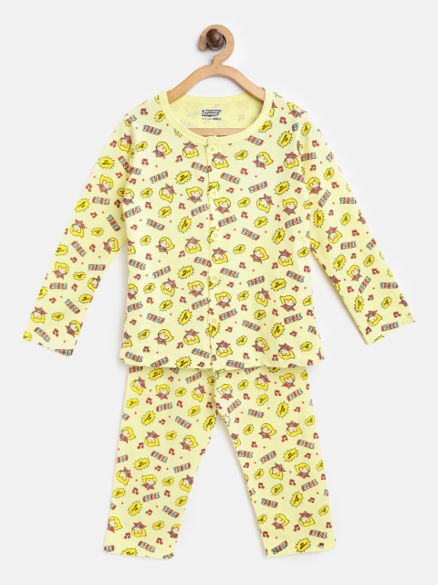 

Eteenz Girls Yellow & Red Supergirl Print Night suit