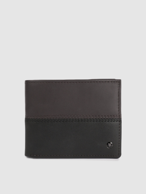 

Van Heusen Men Brown & Black Colourblocked Leather Two Fold Wallet