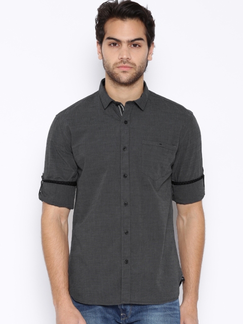 

Highlander Charcoal Grey Slim Fit Casual Shirt