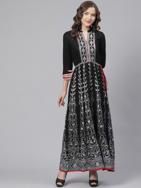 

Bani Women Black & White Printed Anarkali Maxi Dress