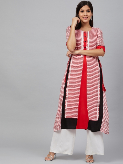 

Bani Women Women Red & White Printed A-Line Kurta