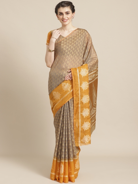 

Saree mall Brown & Yellow Printed Saree