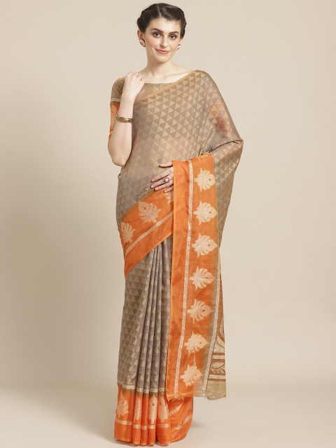 

Saree mall Brown & Orange Printed Saree