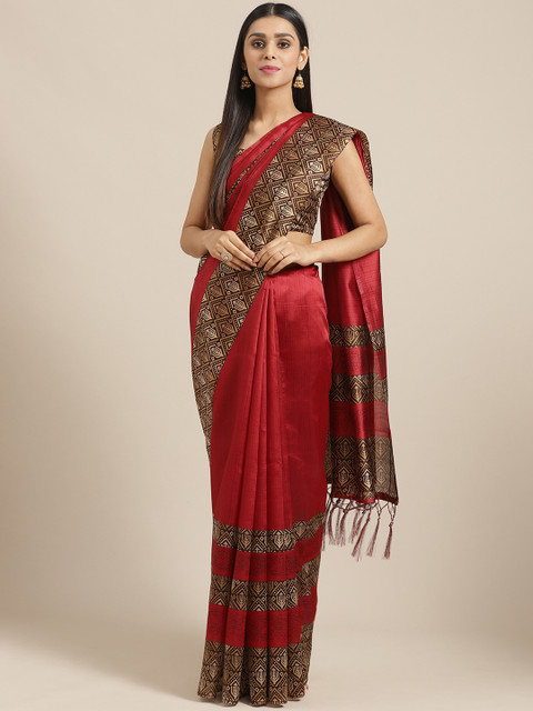 

Saree mall Maroon & Brown Solid Saree