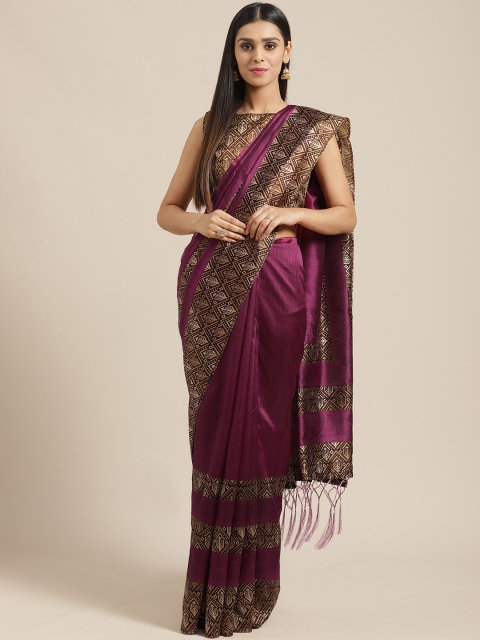 

Saree mall Magenta & Brown Solid Saree