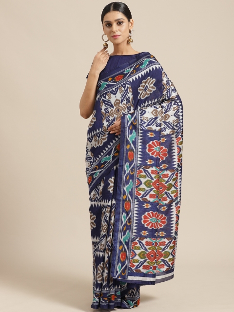 

Saree mall Navy Blue & Grey Printed Saree