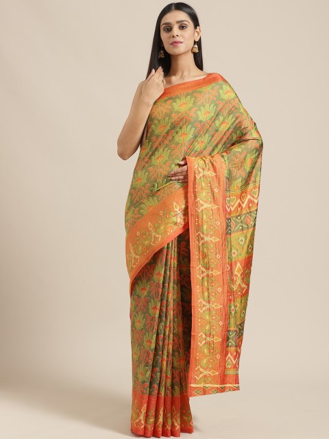 

Saree mall Green & Orange Printed Saree