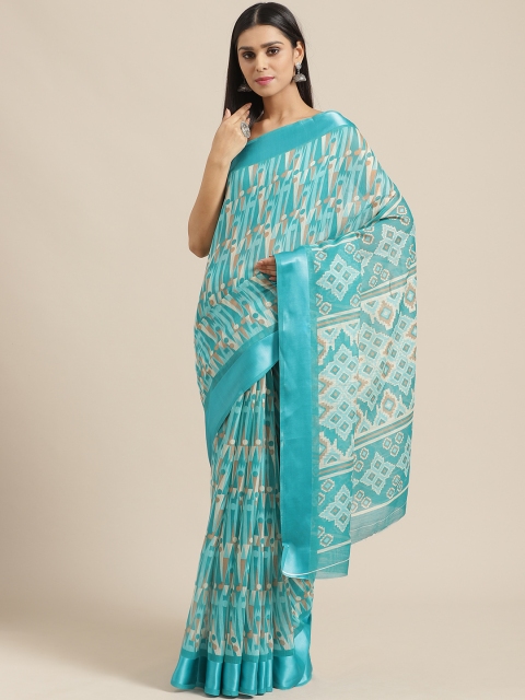 

Saree mall Blue & Off-White Printed Saree