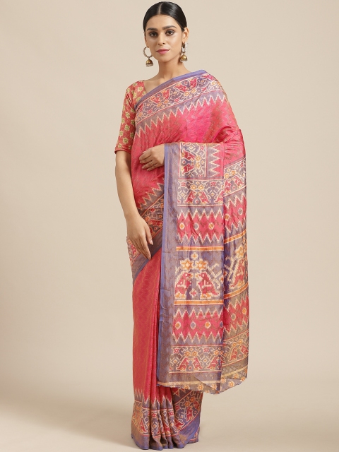 

Saree mall Pink & Lavender Woven Design Saree