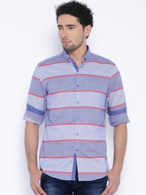 

Black Coffee Blue Striped Slim Casual Shirt