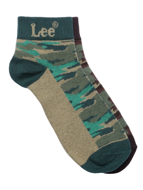 

Lee Men Set of 2 Patterned Ankle-Length Socks, Brown