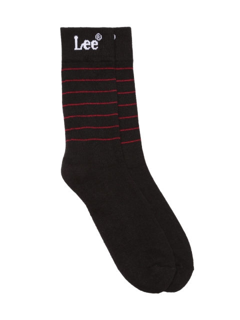 

Lee Men Black Striped Above Ankle-Length Socks
