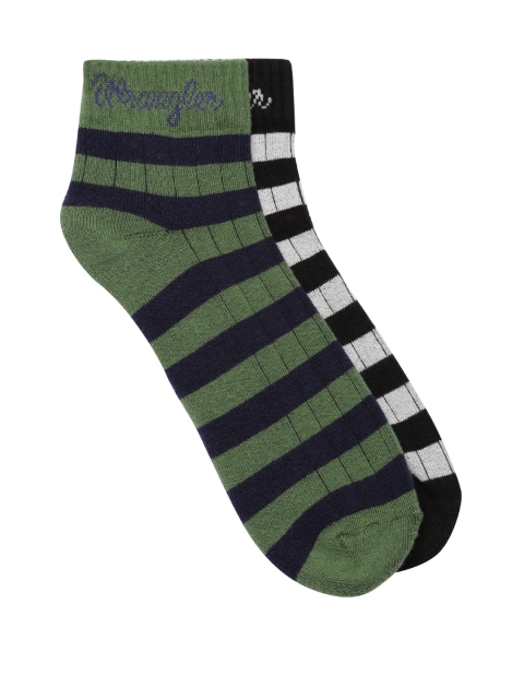 

Wrangler Men Set of 2 Striped Ankle-Length Socks, Green