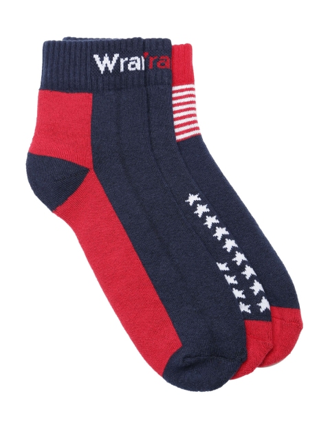 

Wrangler Men Set of 3 Navy & Red Ankle-Length Socks, Navy blue