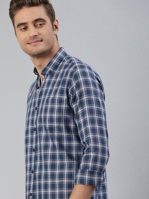 

Mast & Harbour Men Navy Blue & White Regular Fit Checked Sustainable Casual Shirt