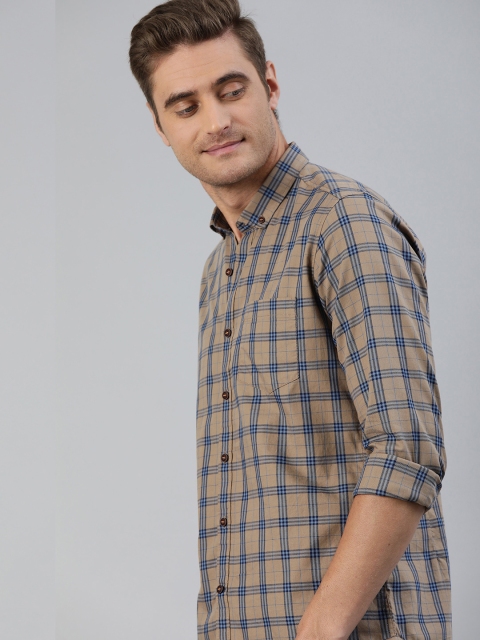 

Mast & Harbour Men Brown & Blue Regular Fit Checked Sustainable Casual Shirt