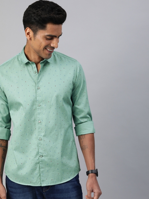 

Mast & Harbour Men Sea Green & Blue Regular Fit Printed Casual Shirt