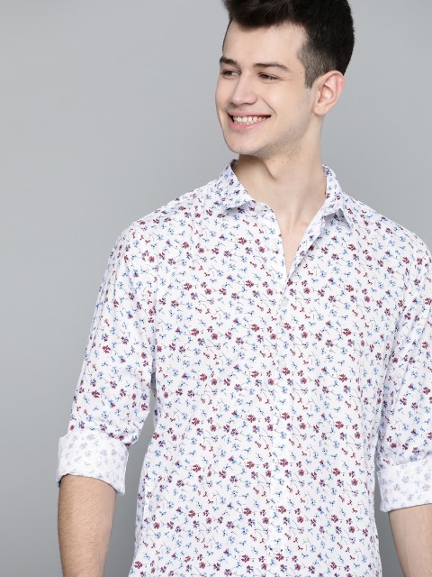 

Mast & Harbour Men White & Blue Regular Fit Ditsy Floral Print Casual Shirt