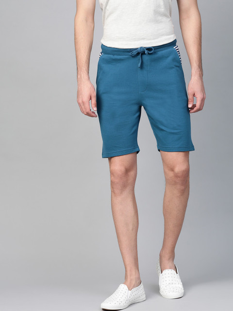 

Mast & Harbour Men Teal Blue Solid Regular Fit Shorts