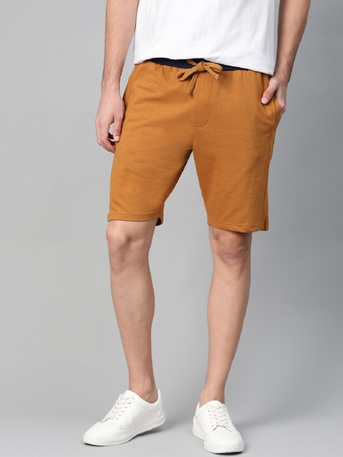 

Mast & Harbour Men Mustard Brown Solid Regular Fit Shorts